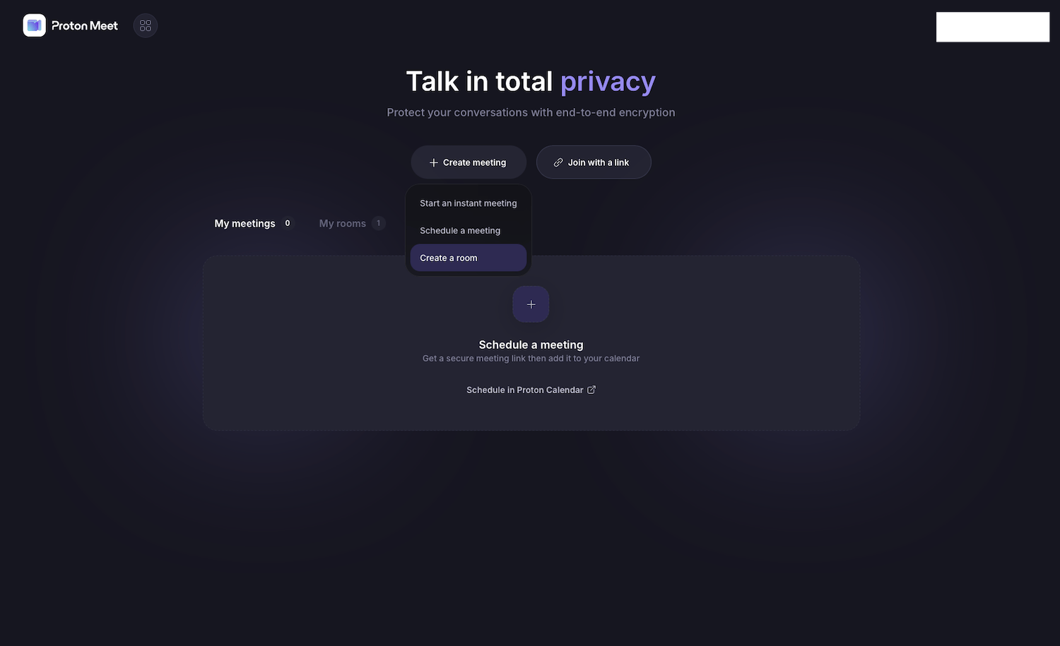 Proton Meet Raum erstellen