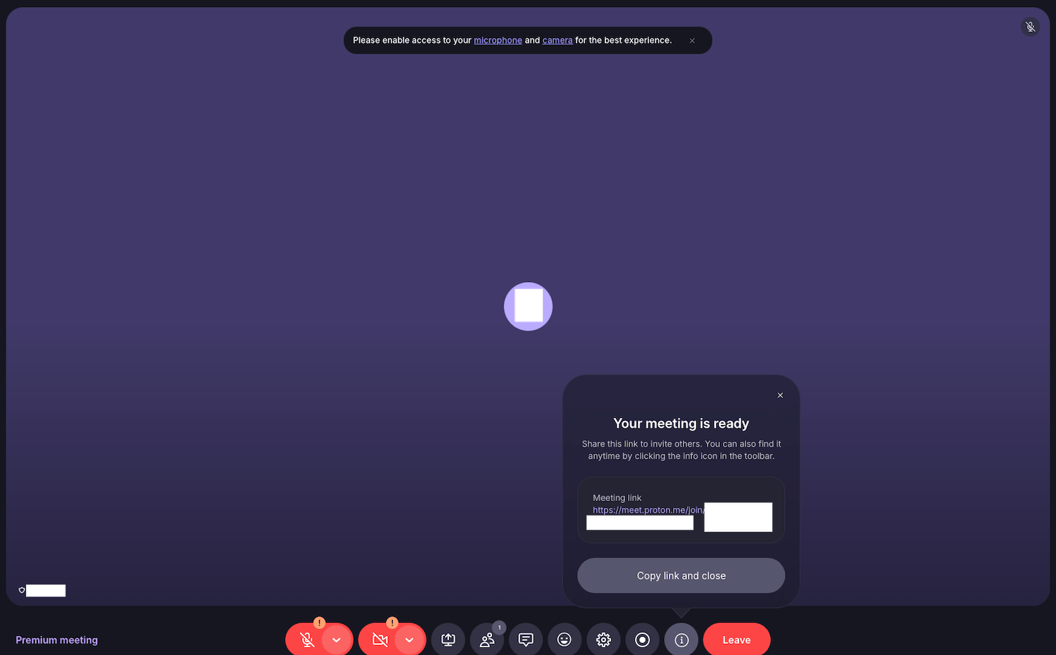 Proton Meet Besprechungsansicht